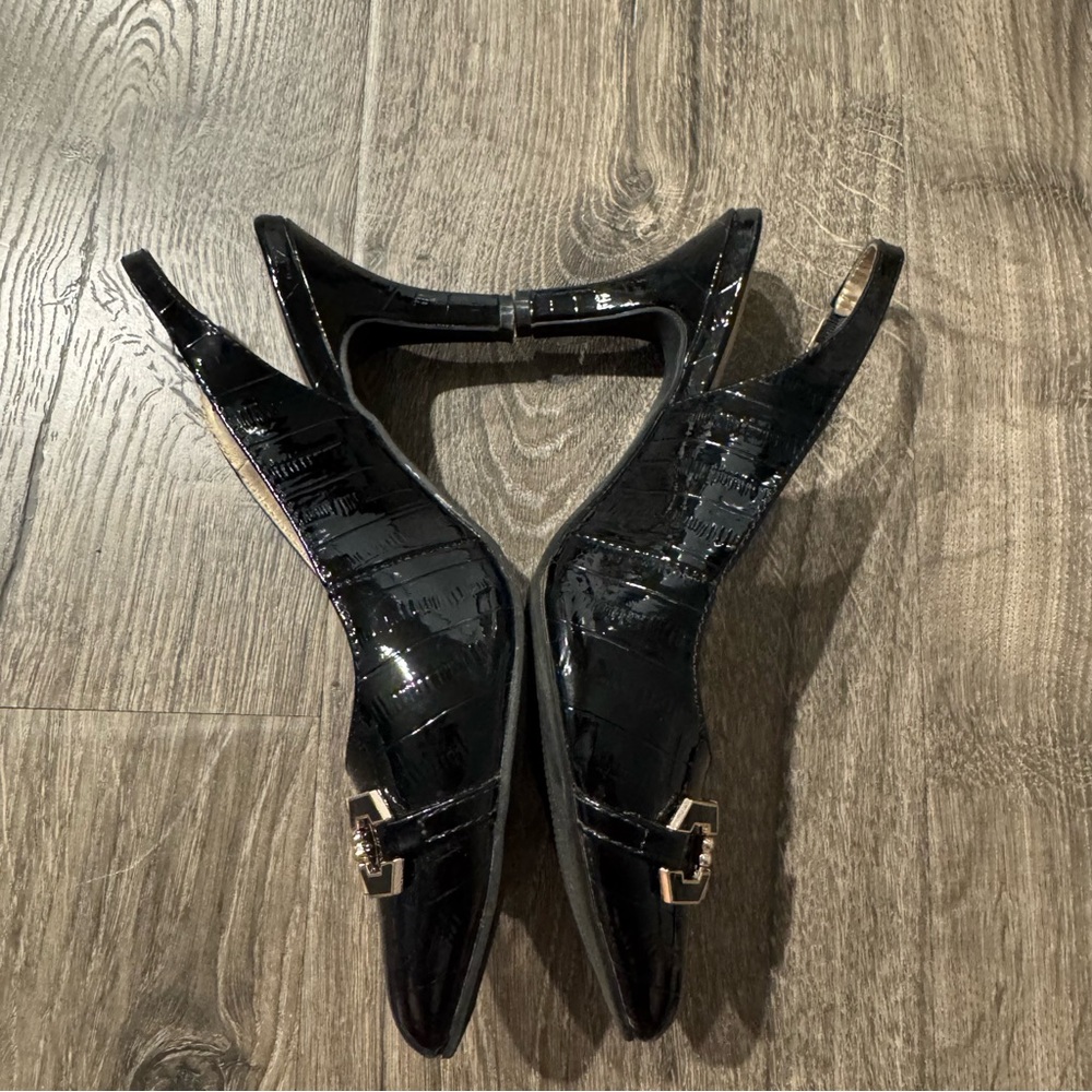 Karen Scott Black Heels with Chain Embellishment Gildyy slingback pumps size 6 - Picture 4 of 10